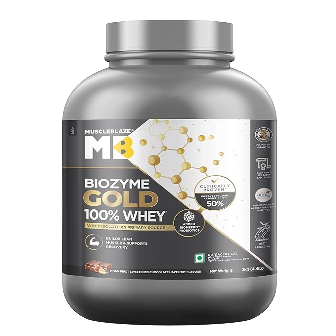MB Biozyme Gold Whey 2Kg Monk Fruit Sweetened Chocolate Hazelnut