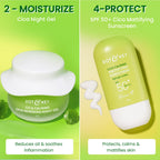 Dot & Key Cica Calming Skincare Combo | Cleanser 100ml, Serum 30ml, Night Gel 60ml, Sunscreen 50g