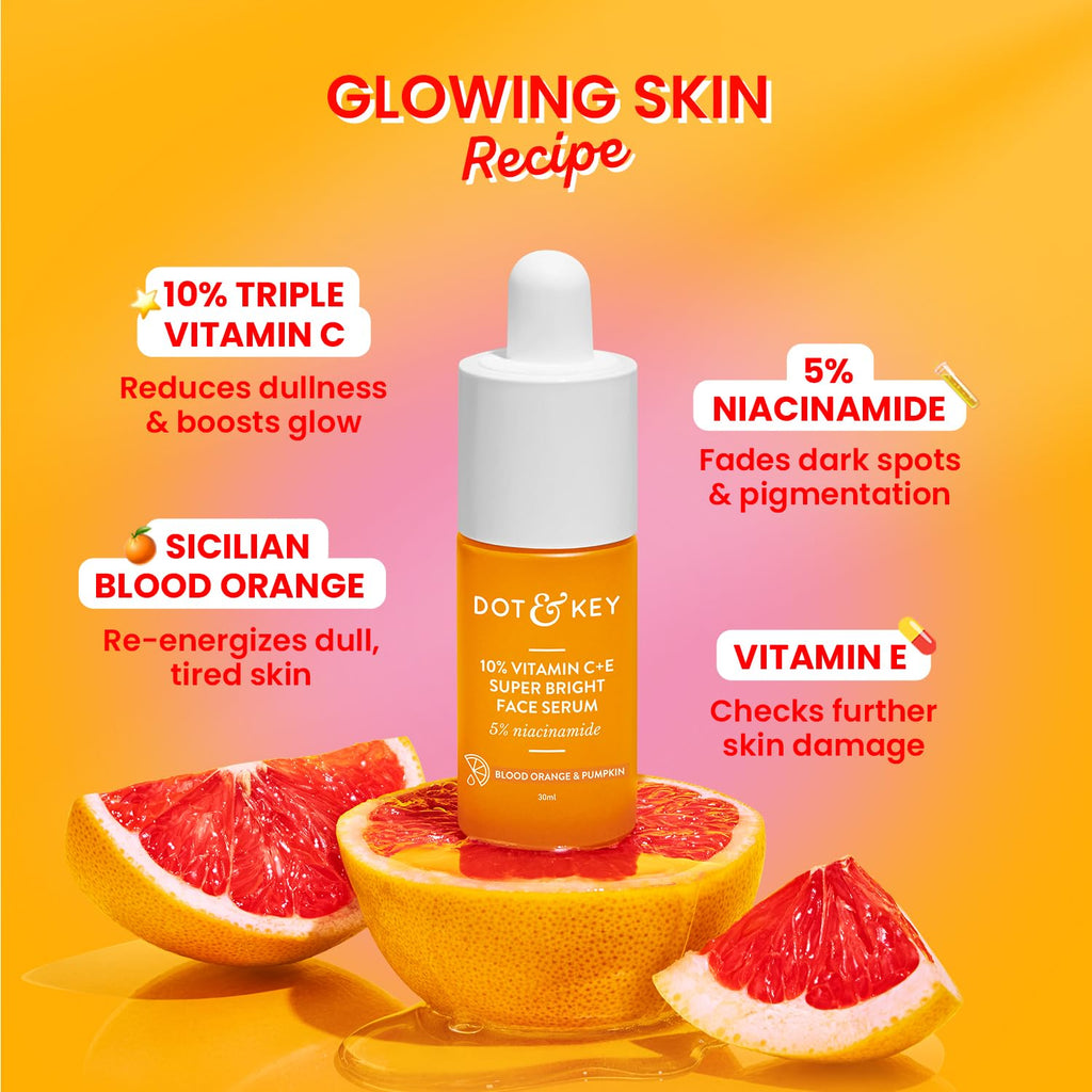 Dot & Key Vitamin C + E Superbright Skin Care Serum & Moisturizer Combo | Vitamin C Moisturizer 60ml & Vitamin C Face Serum 30ml | For Glowing Skin | For Women & Men