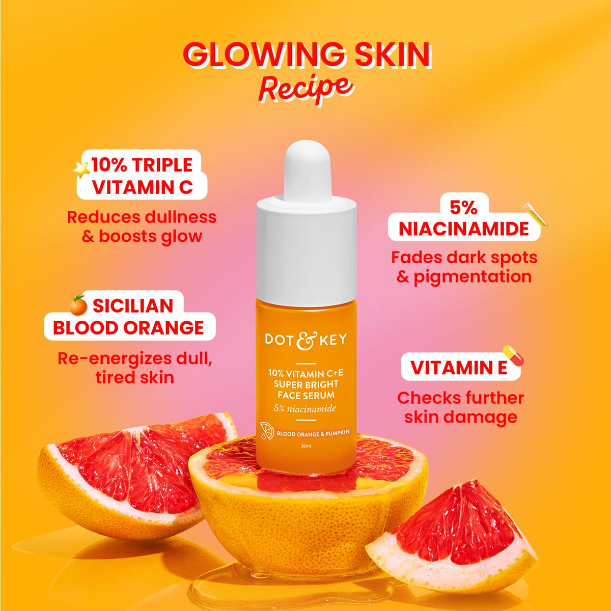 Dot & Key Vitamin C + E Superbright Skin Care Serum & Moisturizer Combo | Vitamin C Moisturizer 60ml & Vitamin C Face Serum 30ml | For Glowing Skin | For Women & Men