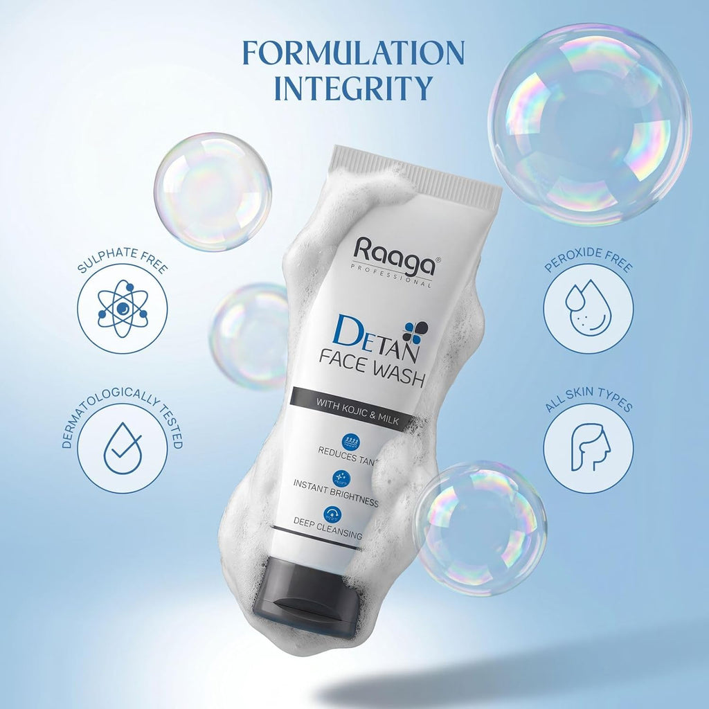 Raaga Professional De-Tan Face Wash with Kojic Acid & Milk -100ml