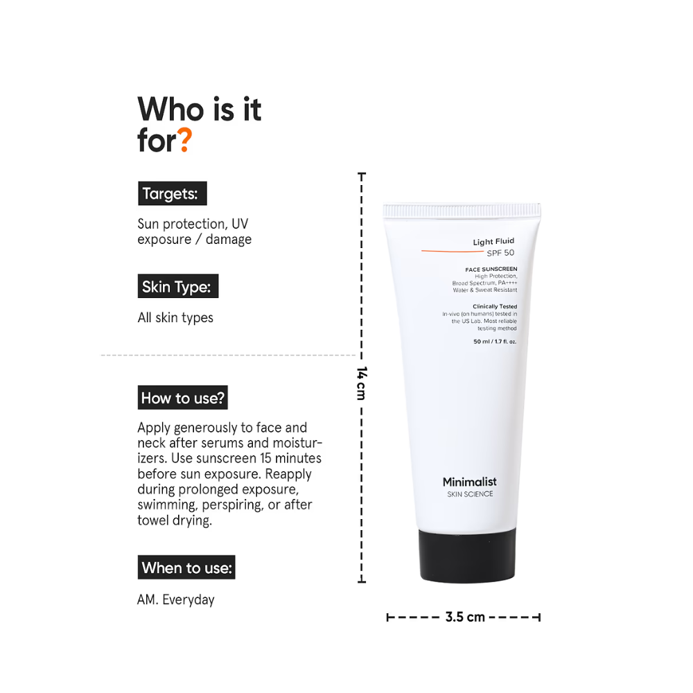 MINIMALIST LIGHT FLUID SPF 50 FACE SUNSCREEN 50ML