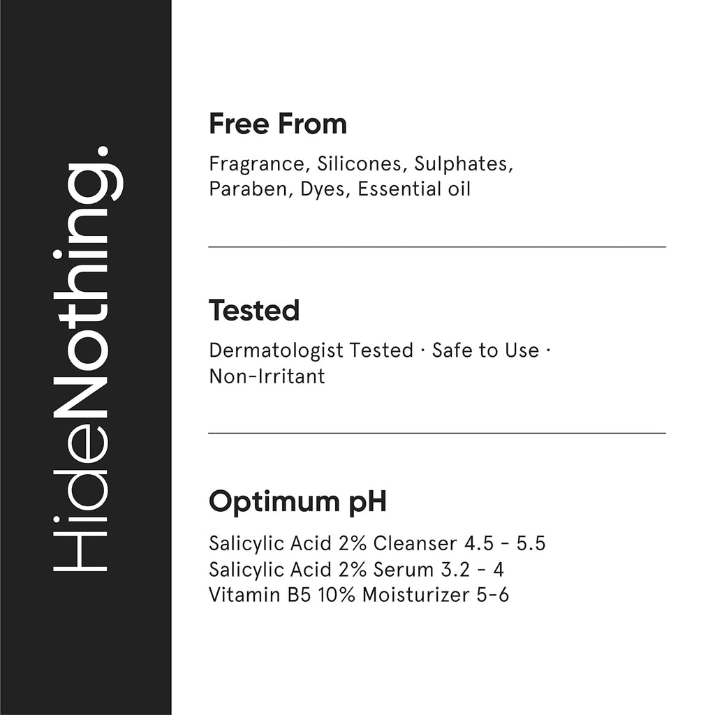 Minimalist Anti-Acne Kit, Skincare Routine Kit for Unisex, Salicylic Acid Face Wash, Vitamin B5 Moisturizer, and Salicylic Acid Serum Combo