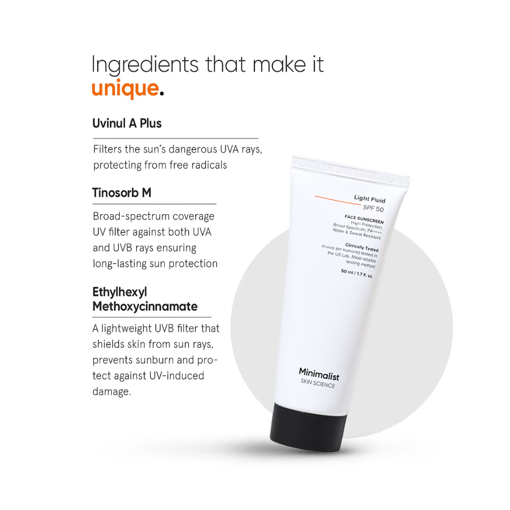 MINIMALIST LIGHT FLUID SPF 50 FACE SUNSCREEN 50ML