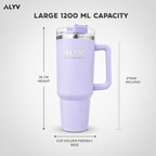 ALYV 1200ml (40oz) Insulated Tumbler with Handle & Straw - Lavender