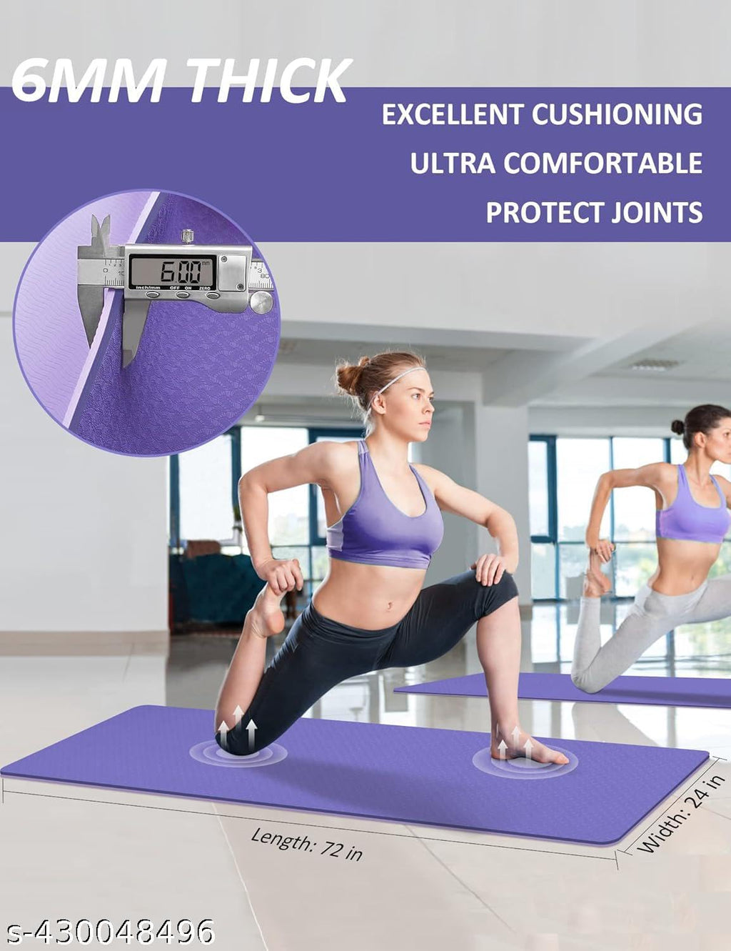 ALYV 6mm Non-Slip Yoga Mat Blue