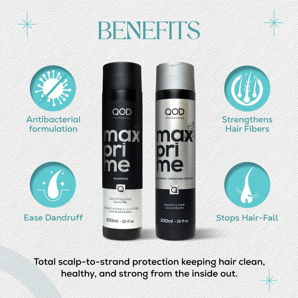 QOD Professional Max Prime After Treatment Shampoo & Hair Mask 300Ml Combo