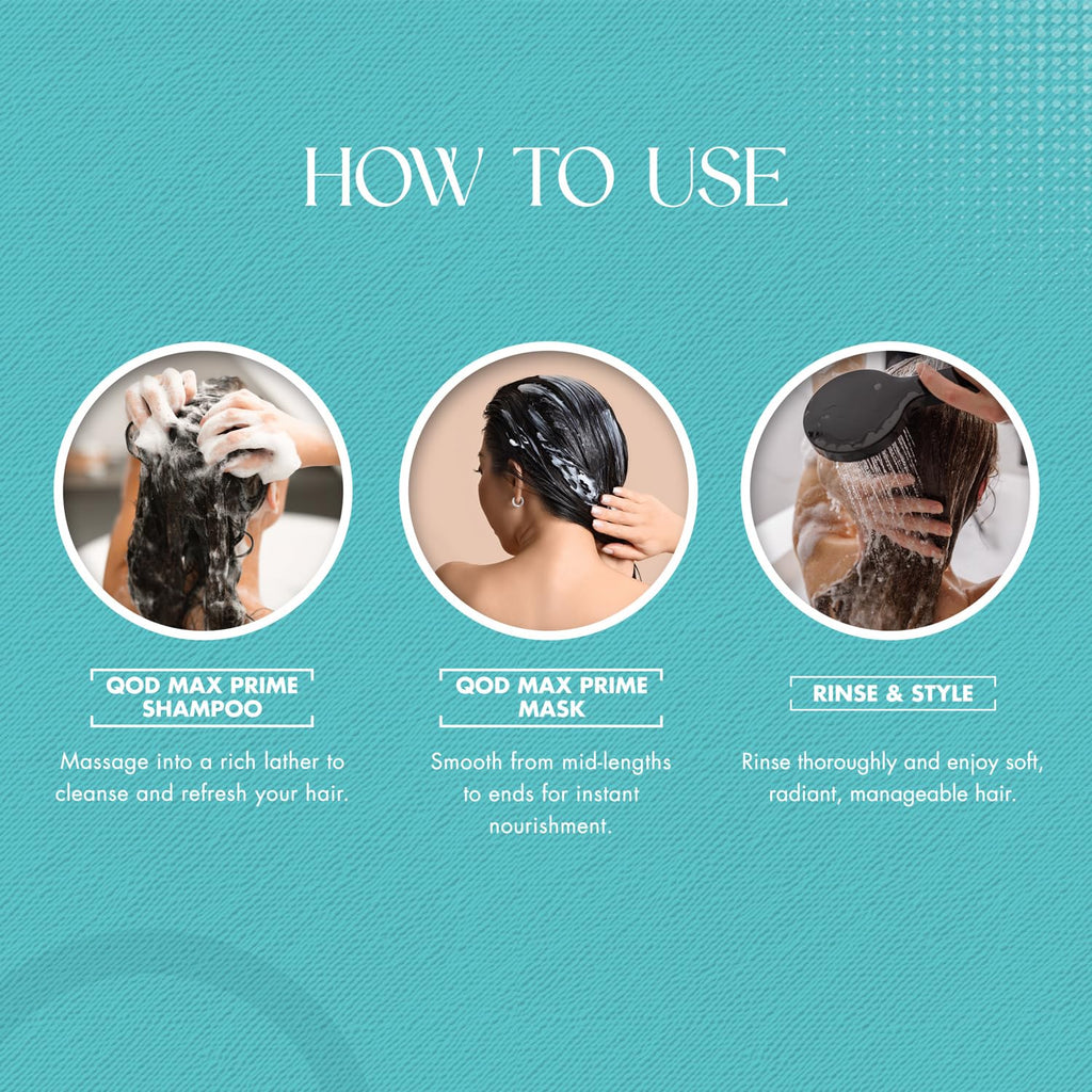 QOD Professional Max Prime After Treatment Shampoo & Hair Mask 300Ml Combo