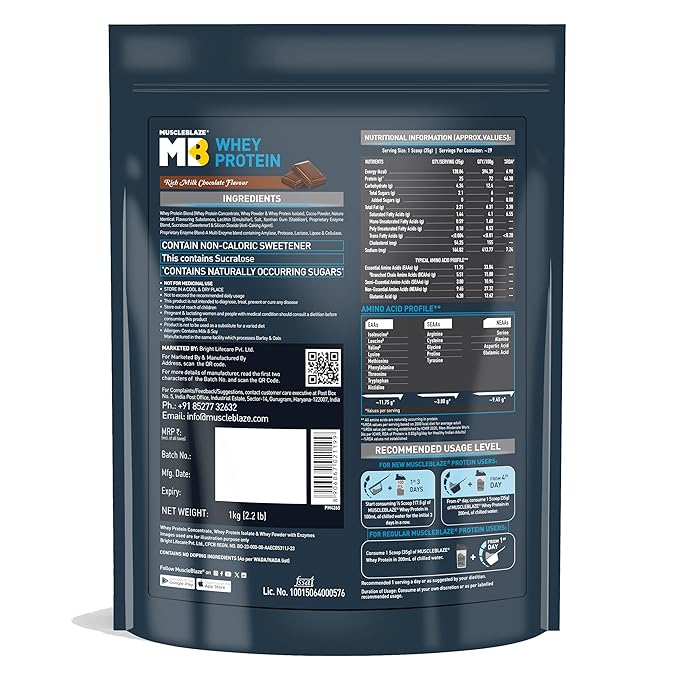 MB Whey Protein Ultra Premium Whey Blend-1kg Rich Milk Chocolate
