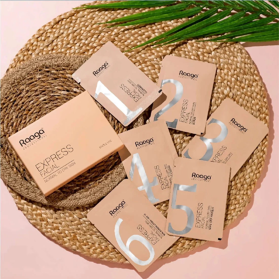 Raaga Professional Express Facial Kit (6 Step Process) Rejuvenates and Revitalises Skin, Improves Skin Texture | Normal To Dry Skin | Pack of 6 (35g X 6)