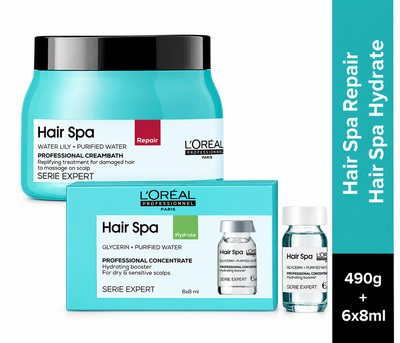 Loreal Hair Spa Repairing Creambath 490ml + Hydrating Concentrate Combo