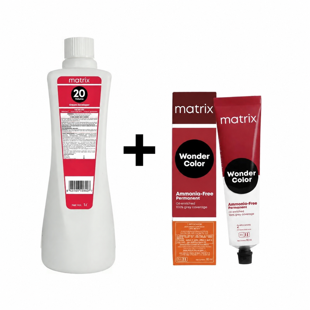 Matrix Wonder Color Ammonia Free Permanent Hair Color 4.0 4N (Medium Brown) 90g + 20 Vol Developer 1000ml Combo
