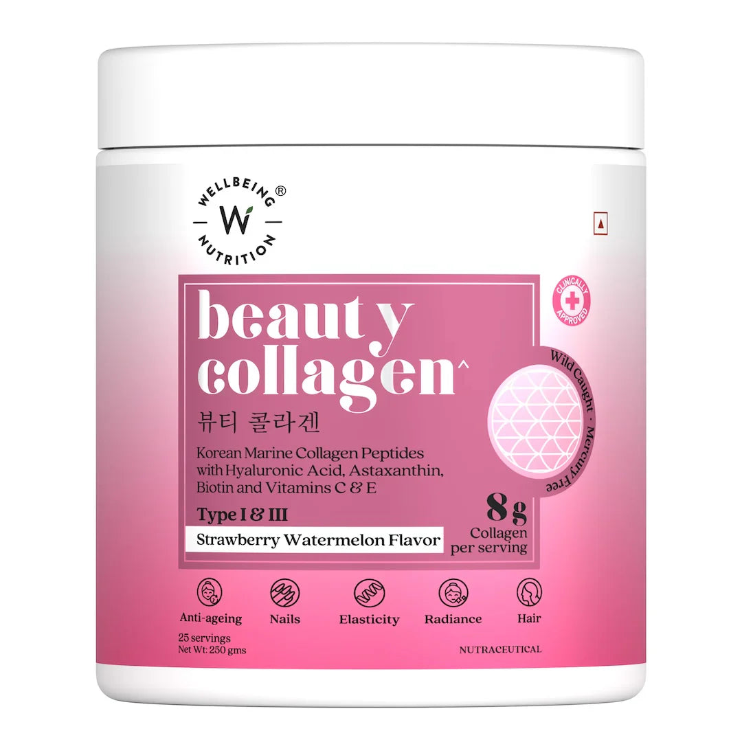 WELLBEING NUTRITION Beauty Korean Marine Collagen Peptides-Strawberry Watermelon Flavor-250g