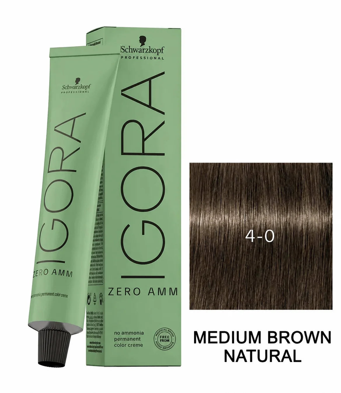 Schwarzkopf Igora Zero AMM 4-0 Medium Brown Natural 60ml + Igora 20 Vol 6% Developer 1000ml Combo