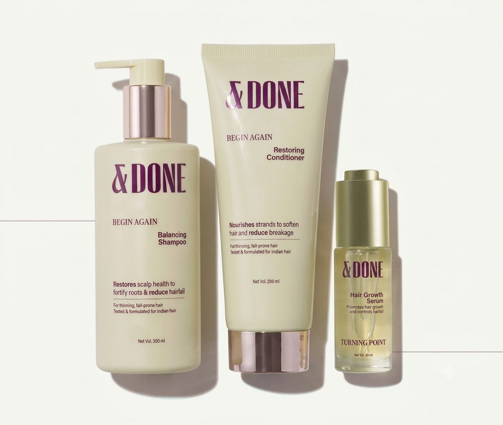 &Done Hairfall Rescue Kit Shampoo, Conditioner & Serum