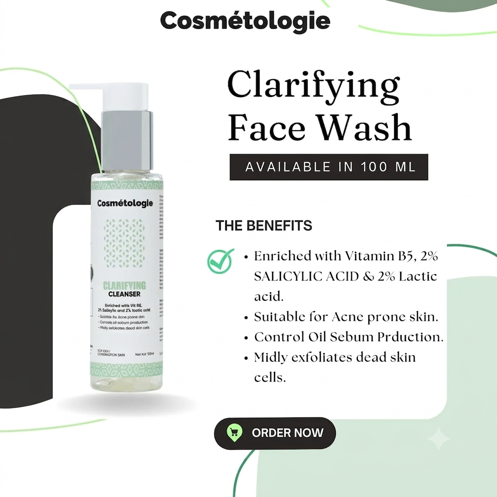 Cosmetologie Clarifying Cleanser 2% Salicylic acid, 2%lactic acid and Vitamin-B5