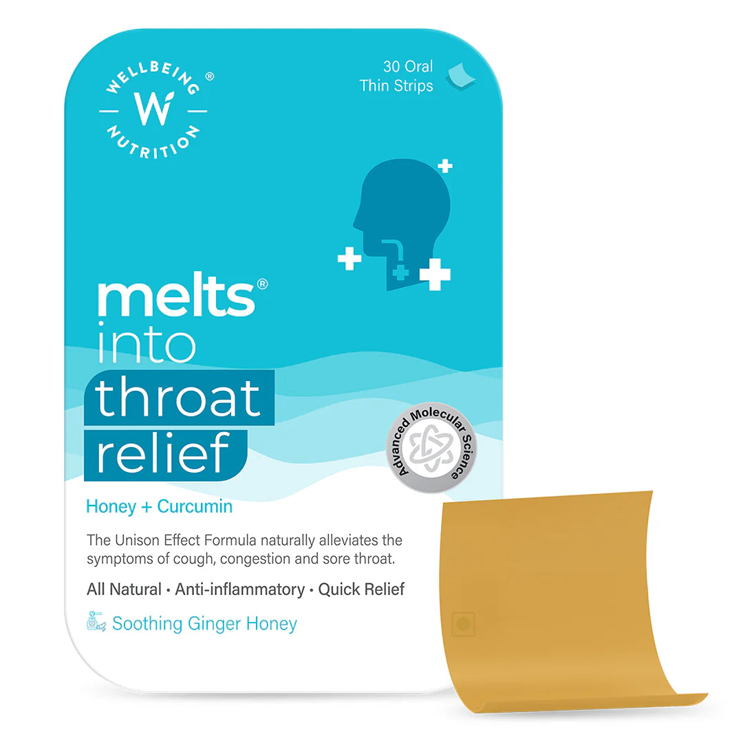 Wellbeing Nutrition Melts Into Throat Relief 30 Strips Per Pack