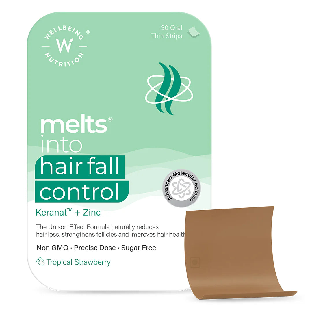 Wellbeing Nutrition Melts Into Hair Fall Control 30 Strips Per Pack