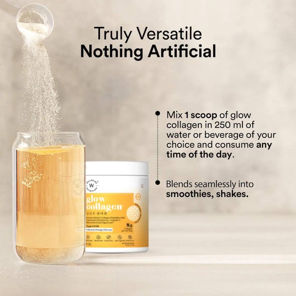 WELLBEING NUTRITION Glow Korean Marine Collagen Peptides-Valencia Orange flavor-250g