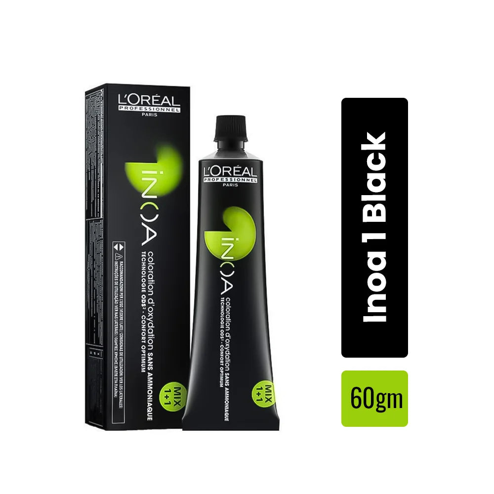 Loreal Inoa Hair Color 60G Shade-1 Black (2 Tubes + Developer 1000ml Combo)