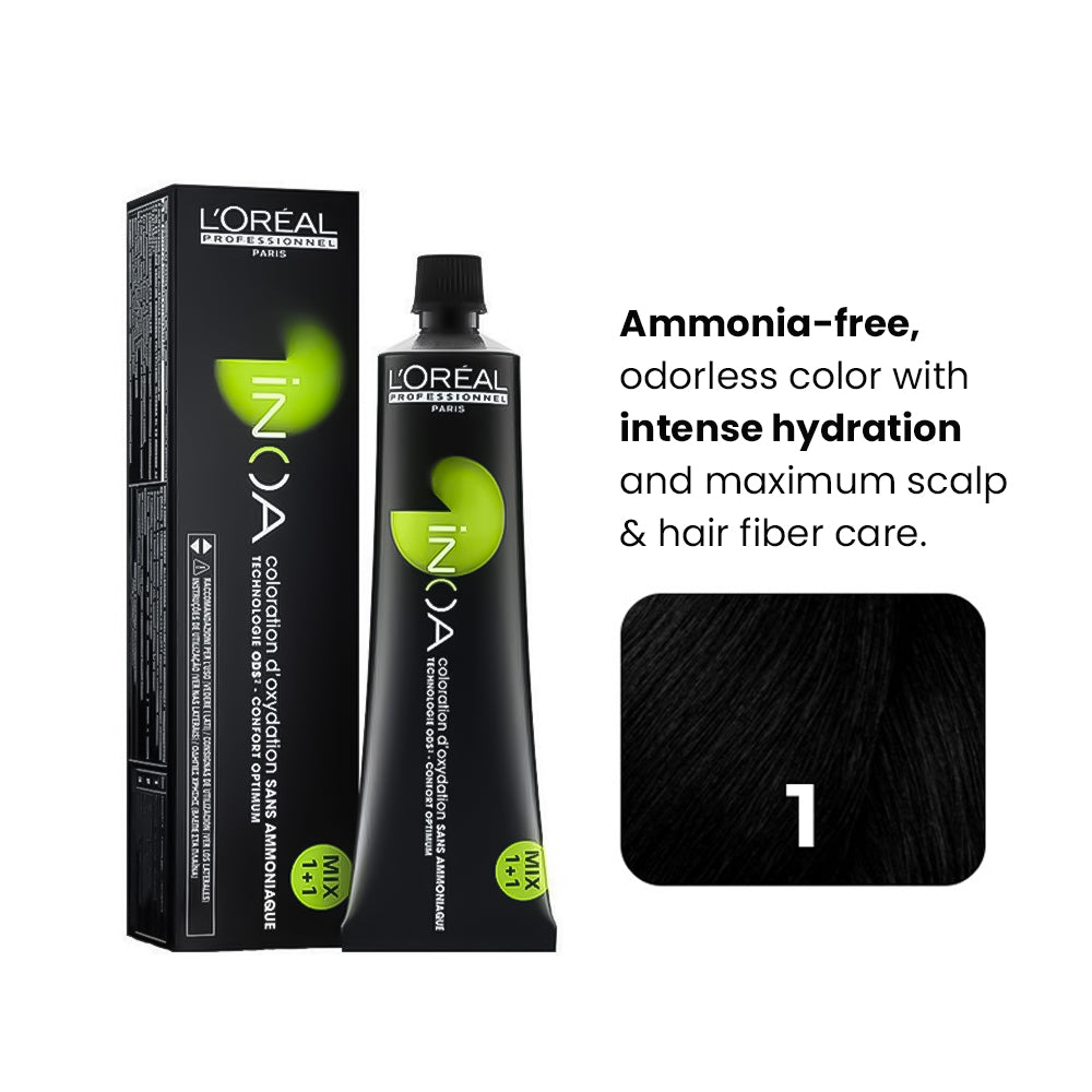Loreal Professionnel Paris Inoa Ammonia-Free Permanent Hair Color - 1 (Black)