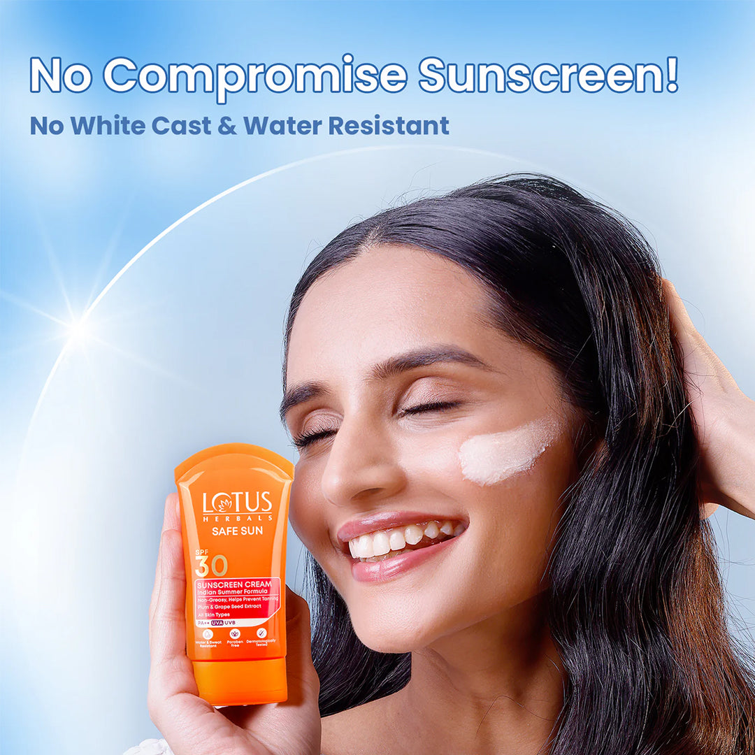 ಲೋಟಸ್ ಹರ್ಬಲ್ಸ್ ಸೇಫ್ ಸನ್‌ಬ್ಲಾಕ್ Spf 30 Pa++, ಭಾರತೀಯ ಬೇಸಿಗೆ ಪರಿಸ್ಥಿತಿಗಾಗಿ ಸನ್‌ಸ್ಕ್ರೀನ್, 100G