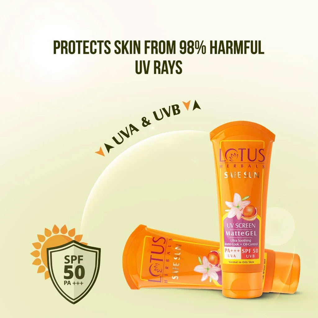 Lotus Herbals Safe Sun Uv Screen Matte Gel Pa+++ Spf - 50-100G