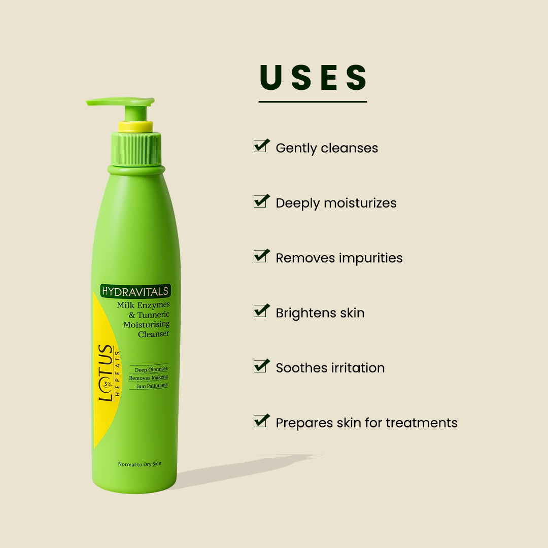 Lotus Professional Hydravitals Milk Enzymes And Turmeric Moisturising Cleanser,250Ml