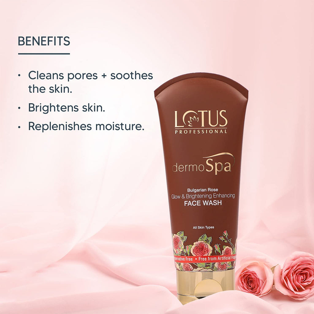 लोटस डर्मो स्पा बल्गेरियाई गुलाब चमक और ब्राइटनिंग बढ़ाने चेहरा धोने