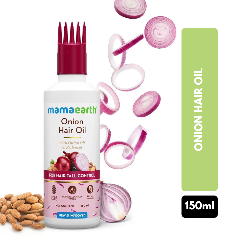 Mamaearth Onion Hair Oil for Hair Regrowth and Hair Fall Control with Redensyl 150ml
