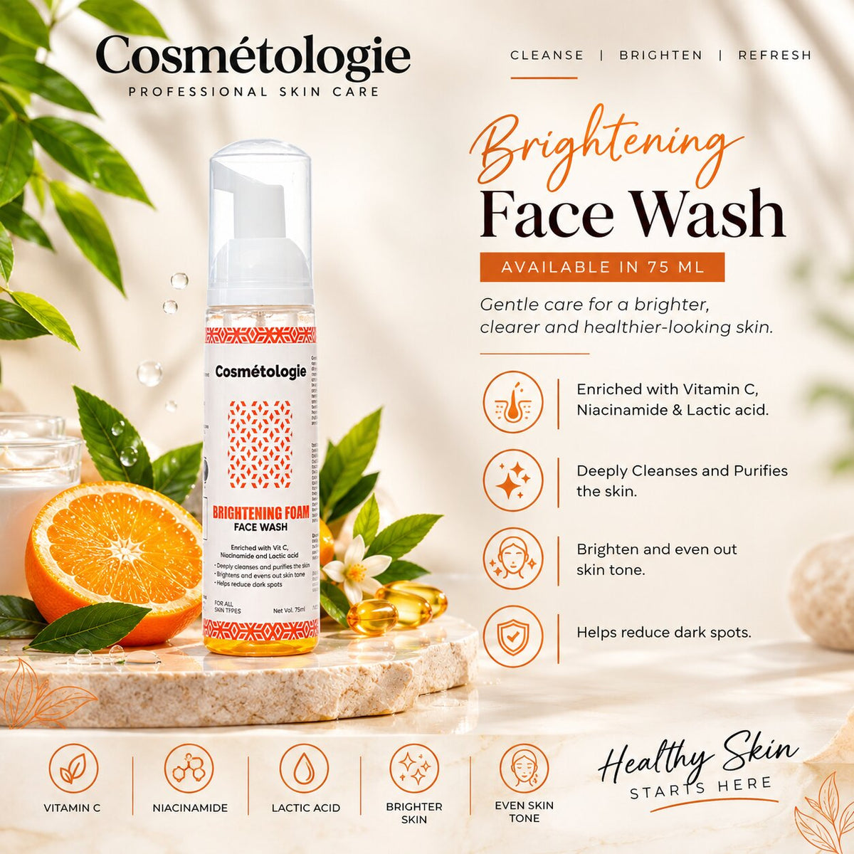 Cosmetologie Brightening Foam Face Wash
