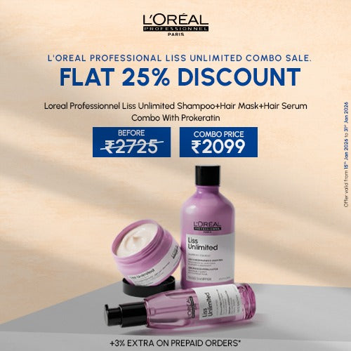 Loreal Professionnel Liss Unlimited Shampoo+Hair Mask+Hair Serum Combo With Prokeratin