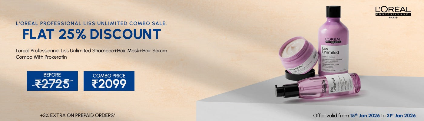 Loreal Professionnel Liss Unlimited Shampoo+Hair Mask+Hair Serum Combo With Prokeratin