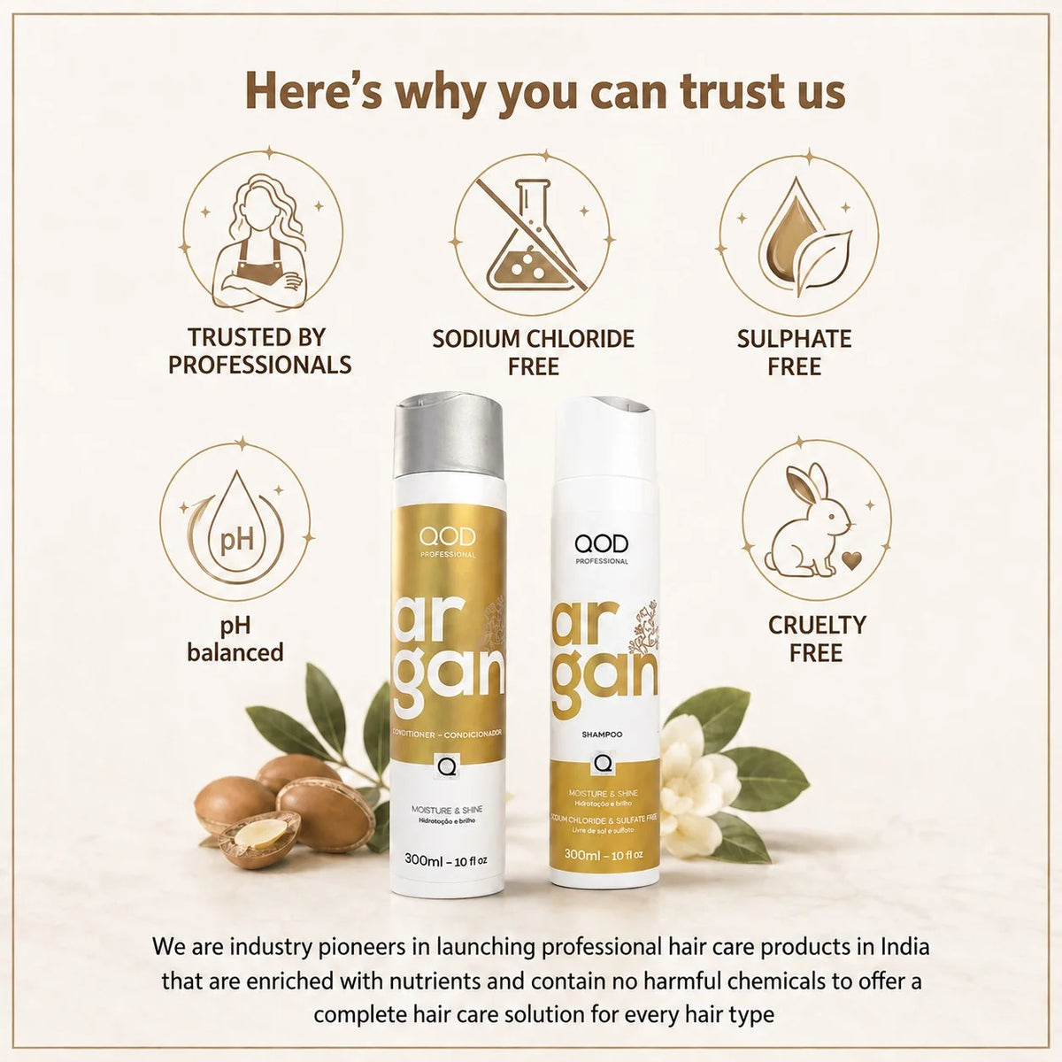 QOD Professional Argan Shampoo & Conditioner – 300ml Combo
