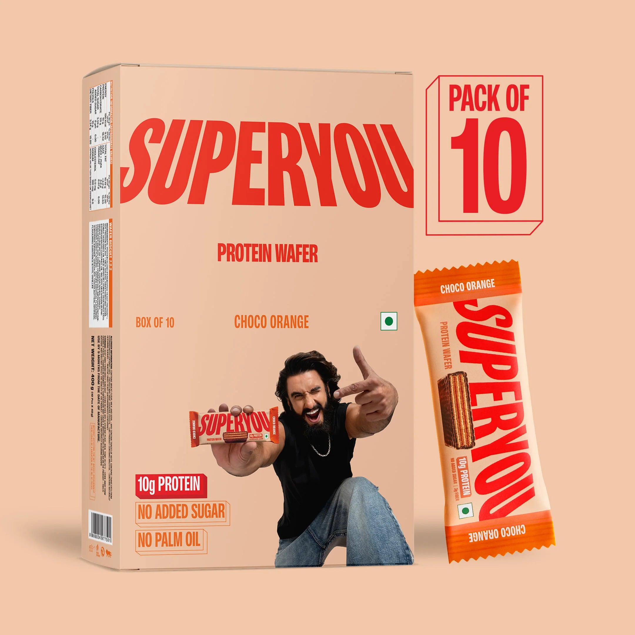 SuperYou Choco Orange Protein Wafers - Pack of 10