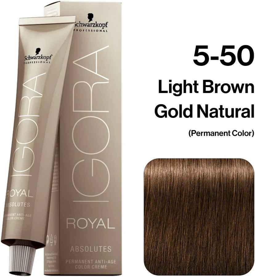 Schwarzkopf Professional Igora Royal Absolutes Permanent Color 5-50 Light Brown Gold Natural