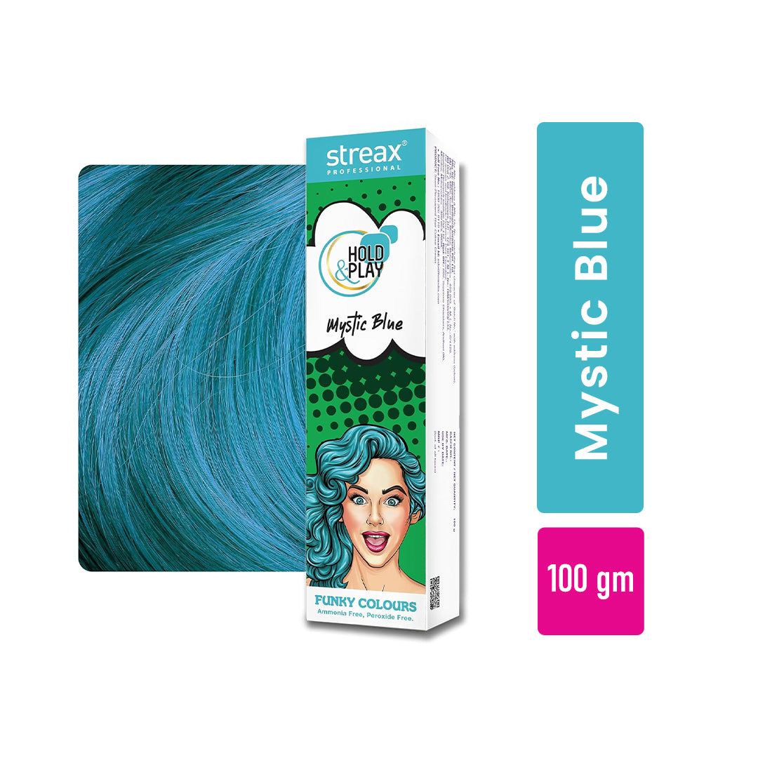 Streax Professional Hold & Play Funky Colours - Mustic Blue, 100Gm