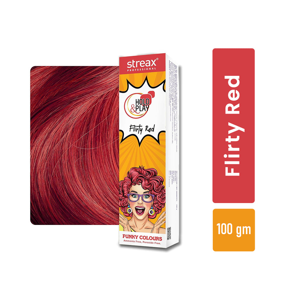 Streax Professional Hold & Play Funky Colours - Flirty Red, 100Gm